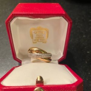 *Cartier trinity rolling ring with diamonds size 52 (6 - 6.5)